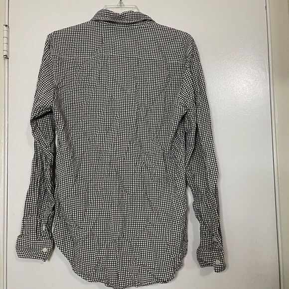 SANDRO Paris black white gingham plaid button down collared shirt medium - Picture 7 of 7